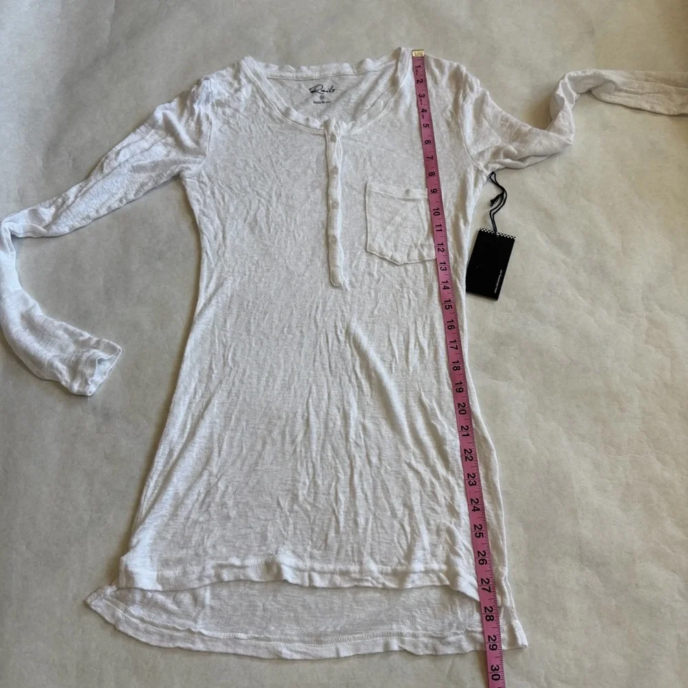 New Rails White Long Sleeve Henley Top V-Neck Made In USA Shirt Lightweight D - Picture 9 of 13